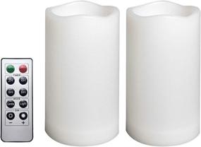 img 4 attached to 🕯️ Waterproof Battery Operated LED Flameless Pillar Candles with Remote and Timer - 2 Pack Set for Outdoor Home Décor, Parties, Weddings, Gardens, Christmas Decorations - 3” x 5”