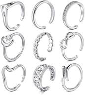 👣 anicina toe ring set for women - various types of open band rings, cute foot jewelry pack with tail ring - summer beach adjustable toe and finger rings logo