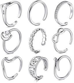 img 3 attached to 👣 Anicina Toe Ring Set for Women - Various Types of Open Band Rings, Cute Foot Jewelry Pack with Tail Ring - Summer Beach Adjustable Toe and Finger Rings