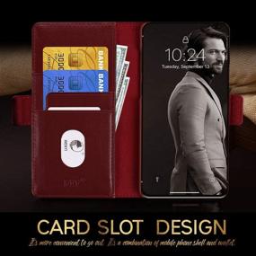 img 1 attached to 👜 FYY Luxury Cowhide Genuine Leather RFID Blocking Wallet Case for Samsung Galaxy S10+ Plus 6.4" - Handcrafted Flip Folio Case with Kickstand Function and Card Slots in Wine Red