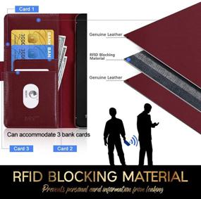 img 3 attached to 👜 FYY Luxury Cowhide Genuine Leather RFID Blocking Wallet Case for Samsung Galaxy S10+ Plus 6.4" - Handcrafted Flip Folio Case with Kickstand Function and Card Slots in Wine Red