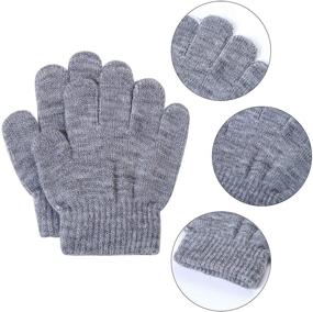 img 2 attached to 🧤 Cooraby 16 Pairs of Full Finger Stretchy Knitted Winter Gloves for Kids - Warm and Magic Gloves for Boys or Girls