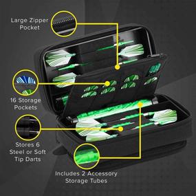 img 3 attached to 🎯 Casemaster Plazma Pro: 6 Dart Case with Front Mobile Device Pocket, Storage Tubes & Pockets for Darts & Personal Items