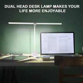 img 2 attached to 🔦 Dual Head Clamp LED Desk Lamp with Adjustable 3 Color Modes, Stepless Dimming and Eye Protection Reading Light - 3000-6500K, 48 Beads, 360° Flexible Gooseneck, USB Rechargeable & Built-in Battery Table Light