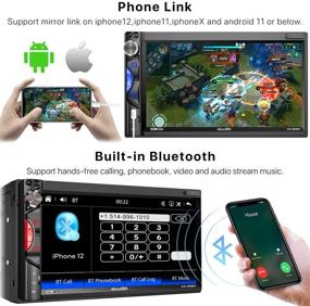 img 2 attached to 🚘 7 Inch HD Touchscreen Car Audio with Apple Carplay - aboutBit Double Din Stereo Multimedia Player with Bluetooth, Backup Camera, Phone Link, A/V Input, FM/AM Car Radio, and Steering Wheel Compatibility