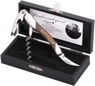 🍷 professional waiter's corkscrew with olive wood handle - laguiole by flyingcolors wine opener set in wooden gift box. sommelier knife, corkscrew, foil cutter, and bottle opener. logo