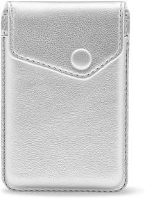 img 4 attached to 📱 FRIFUN Slim Leather Wallet Card Holder for Phone - Adhesive Stick on Wallet for Credit Cards, RFID Blocking, Compatible with iPhone and Android Smartphones (Silver)