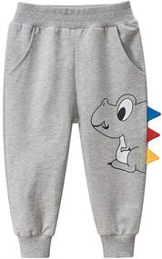 img 2 attached to 🦖 Black and Gray Boys' Dinosaur Sweatpants - Toddler Athletic Pants