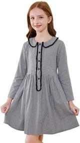 img 4 attached to 👗 SOLOCOTE Spring Dresses with Sleeves and Collar: Girls' Clothing Options