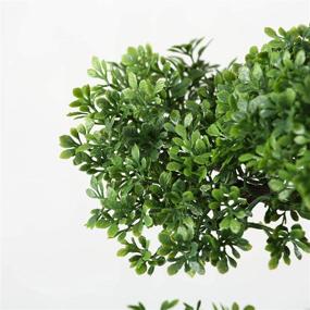 img 2 attached to 🌿 WHW Realistic Faux Harland Boxwood Bonsai Tree - Lifelike Houseplant with White Round Pot and Pebbles - Over 1 Ft Tall (H33cm)