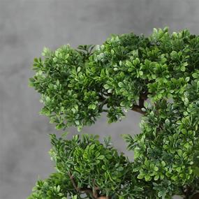 img 1 attached to 🌿 WHW Realistic Faux Harland Boxwood Bonsai Tree - Lifelike Houseplant with White Round Pot and Pebbles - Over 1 Ft Tall (H33cm)