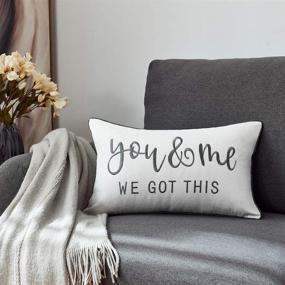 img 3 attached to 🛋️ Sunkifover Grey Rectangle Throw Pillow Case, Decorative Bed Lumbar Pillow Covers - 12 X 20 Inches, Soft and Luxury with 'You and Me We Got This' Quote; Suitable for Sleep, Couch, Sofa, Bed, and Chair