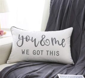 img 4 attached to 🛋️ Sunkifover Grey Rectangle Throw Pillow Case, Decorative Bed Lumbar Pillow Covers - 12 X 20 Inches, Soft and Luxury with 'You and Me We Got This' Quote; Suitable for Sleep, Couch, Sofa, Bed, and Chair