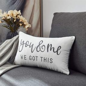 img 2 attached to 🛋️ Sunkifover Grey Rectangle Throw Pillow Case, Decorative Bed Lumbar Pillow Covers - 12 X 20 Inches, Soft and Luxury with 'You and Me We Got This' Quote; Suitable for Sleep, Couch, Sofa, Bed, and Chair