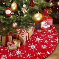 🎄 yizco snowflake christmas tree skirt - 48 inches double layers: elegant & festive holiday decorations logo