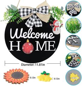 img 3 attached to 🏡 Versatile Welcome Sign for Front Door - Seasonal Round Wood Wreaths for Farmhouse Wall Hanging on Outdoor Porch, Ideal for Halloween, Christmas, and Winter Decor with 25 Icons