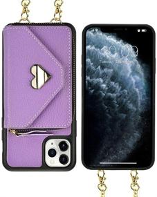 img 1 attached to 📱 JLFCH iPhone 11 Pro Wallet Case 5.8 inch - Light Purple: Crossbody Case with Card Holder, Wrist Strap, Purse Chain & Zipper Cover