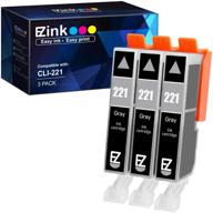 🖨️ e-z ink (tm) compatible cli-221 ink cartridge replacement for canon pixma mp980/mp990 - gray (3 pack) printer tray logo