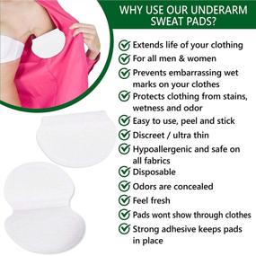 img 1 attached to Premium Hoovy Underarm Sweat Pads - Sweat & Odor Protection for Men & Women, Absorbent Cover Pads for Sweaty Armpits - Suitable for Polo Shirts, Undershirts, and Blouses - Pack of 30 (15 pairs) - 1 Pack