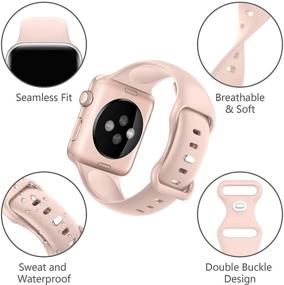 img 3 attached to 📱 Набор из 4 высококачественных силиконовых ремешков для Apple Watch Series 7, 6, 5, 4, 3, 2, 1 SE - совместим с 38мм, 40мм, 41мм, 42мм, 44мм, 45мм - универсальные спортивные замены для женщин и мужчин.