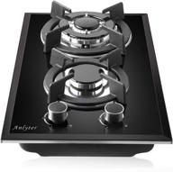 🔥 anlyter 12 inch gas cooktop with 2 burners - drop-in gas stove (thermocouple protection) - tempered glass gas stove lpg/ng dual fuel sealed gas hob logo