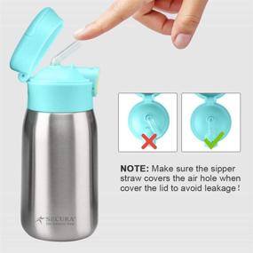 img 1 attached to 🍃 350ml (12oz) Green Secura Vacuum Insulated Stainless Steel Straw Water Bottle with Handle