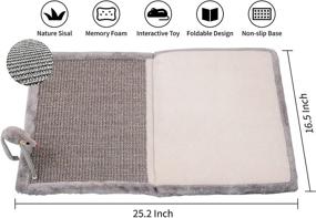 img 3 attached to Happi N Pets Cat Scratcher Mat: Large Natural Sisal Cat Scratcher with Cat Bed & Interactive Toys