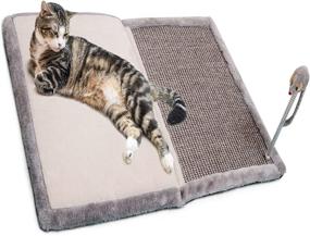 img 4 attached to Happi N Pets Cat Scratcher Mat: Large Natural Sisal Cat Scratcher with Cat Bed & Interactive Toys