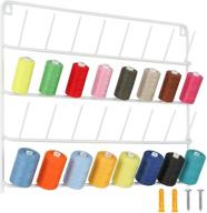 🧵 32-spool sewing thread rack - wall-mounted metal holder with hanging tools - organize sewing thread & embroidery supplies - white (haitarl) logo