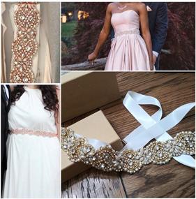 img 2 attached to Tendaisy Crystal Pearl Wedding Belt: Stunning Rhinestone Dress Belt for Bridal Gowns