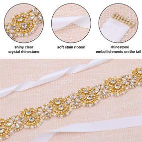 img 3 attached to Tendaisy Crystal Pearl Wedding Belt: Stunning Rhinestone Dress Belt for Bridal Gowns