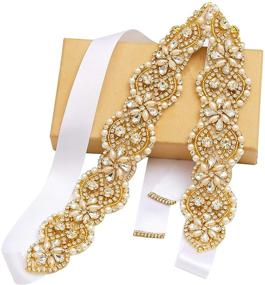 img 4 attached to Tendaisy Crystal Pearl Wedding Belt: Stunning Rhinestone Dress Belt for Bridal Gowns