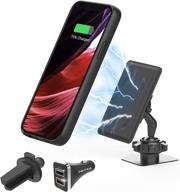 🚗 proxa magnetic wireless car charger: 6.1 inch case for iphone 12/12 pro, magsafe compatible, dual installation mount, dual port qc 3.0 car adapter logo