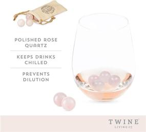 img 3 attached to 🍷 Twine Rose Quartz Wine Gems: Pink Drink Chillers with Real Polished Stone Spheres - Whiskey Stones (Set of 6)