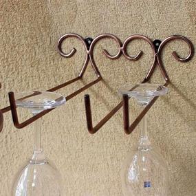 img 1 attached to 🍷 DBYAN Vintage Style Rubbed Bronze 2 Rows Stainless Steel Wall-Mounted Wine Glass Rack – Perfect Valentine's Day or Christmas Gift for Bar, Home, Cafe