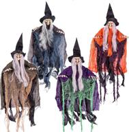 🎃 spooktacular 19.6” halloween hanging wicked witch in multi-color - 4 packs for outdoor decor logo