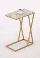 🍿 snack side end table with double x design in gold and white marble finish logo