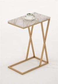 img 1 attached to 🍿 Snack Side End Table with Double X Design in Gold and White Marble Finish