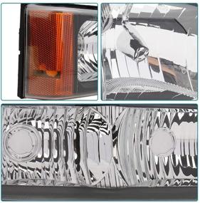 img 2 attached to IRONTEK Headlight Assembly for Chevrolet Silverado 1500/2500/3500 & Avalanche - Chrome Housing with Amber Reflector - Enhance Nighttime Driving Experience