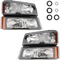 irontek headlight assembly for chevrolet silverado 1500/2500/3500 & avalanche - chrome housing with amber reflector - enhance nighttime driving experience logo