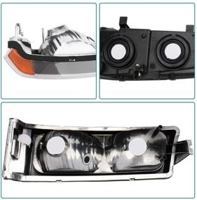 img 1 attached to IRONTEK Headlight Assembly for Chevrolet Silverado 1500/2500/3500 & Avalanche - Chrome Housing with Amber Reflector - Enhance Nighttime Driving Experience
