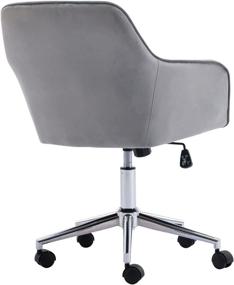 img 3 attached to 🪑 Chic Grey Velvet Office Chair: Stylish Swivel Desk Chair with Wheels, Perfect Accent Chair for Bedroom or Living Room