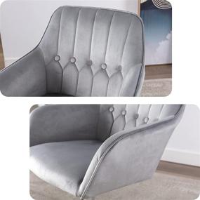 img 1 attached to 🪑 Chic Grey Velvet Office Chair: Stylish Swivel Desk Chair with Wheels, Perfect Accent Chair for Bedroom or Living Room