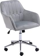 🪑 chic grey velvet office chair: stylish swivel desk chair with wheels, perfect accent chair for bedroom or living room logo