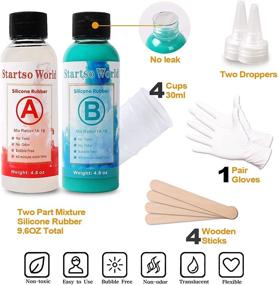 img 3 attached to 🔵 Turquoise Platinum Silicone Mold Making Kit - 9.6OZ RTV-2 Liquid Rubber for Resin, Soap, Candle, Clay: Includes 4 Cups, 4 Sticks, 2 Droppers, 1 Pair of Gloves - DIY Molds 1:1 Volume Ratio