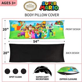 img 2 attached to 🛏️ Super Mario Franco Kids Bedding: Ultra-Soft Microfiber Zippered Body Pillow Cover, 54" x 20