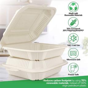 img 3 attached to 🌽 HeloGreen Eco Friendly 1 Compartment Cornstarch Disposable: Sustainable Solution for Food Packaging