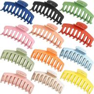 12 pieces big hair claw clips: non-slip, strong hold hair clamps in 12 colors - ideal hair catch styling accessories for women & girls at christmas logo