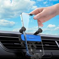 🚗 icheckey upgraded version car phone mount, gravity car phone holder with automatic locking, air vent phone mount with strong clamp, compatible with 4-6 inch phones - stable, non-slip, cool (blue) logo