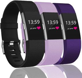 img 4 attached to VINIKI Sport Bands Compatible With Fitbit Charge 2 Special Edition Adjustable Sport Wristbands (Black/Dark Purple/Lavendar